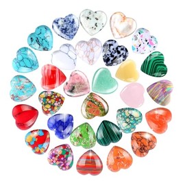 Pack of 30 Gemstones for Children, Natural Stones, Heart Stones, Colourful Lucky Stones Set, 30 Colours Healing Stones, Lucky Stone for Meditation and Decorations (Random Colour)