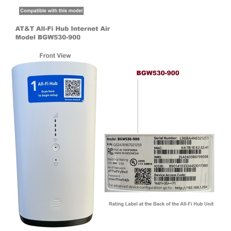AC Adapter Compatible with AT&T All-Fi Hub Internet Air Model
