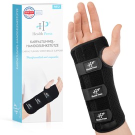 Health Press® Wrist Bandages - 1 x Wrist Support (S, Right) - Carpal Tunnel Wrist Support with Metal Splints - Carpal Tunnel Syndrome Splint for Support, Stabilization, Immobilisation