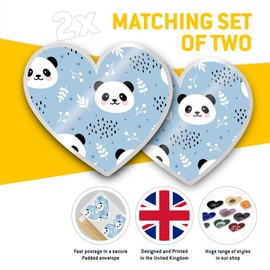 2 x Heart Stickers 7.5 cm - Cute Baby Blue Panda Bear Laptop Tablet Luggage Scrapbook #12936