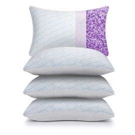 Cooling Pillows Queen Size Set of 4, Shredded Memory Foam Pillows with Zipper, Adjustable Firmness for Sleeping Cool Cold Pillow for Hot, Side Sleepers,20x30,4 Pack