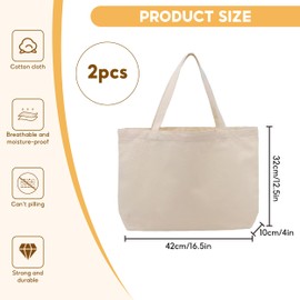 Roshoitle Canvas Tote Bag, Reusable Extra Large Canvas Bag Blank Multi-purpose Canvas Tote