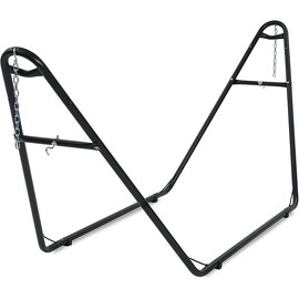 Universal 2 Person Hammock Stand Only, 600 lbs Capacity, Adjustable Heavy Duty Powder-Coated Steel Stand, Multi-Use, Fits 9ft to 14ft Hammocks, XXL Size (Black)