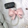 Nalefow Cute Bow Keychain for Women Pearl Bag Charm Shiny