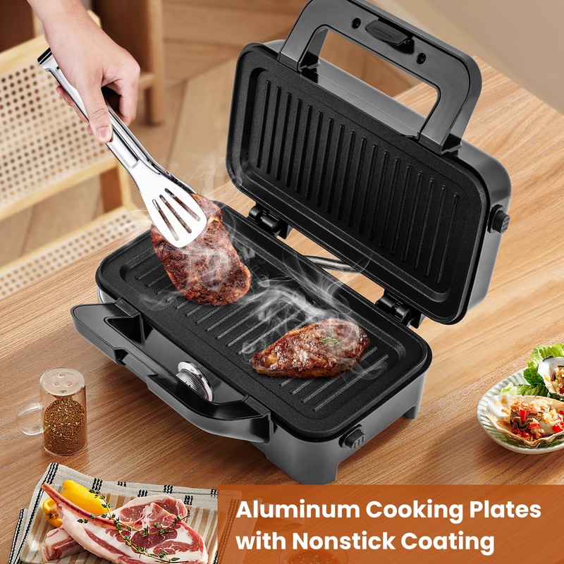KOTEK 3 In 1 Sandwich Maker, Waffle Maker with Removable