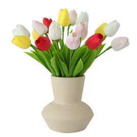 LILUYTO 20PCS Artificial Tulips Real Touch Multicolor Faux Flowers 13.3" PU Fake Tulips for Home, Kitchen, Office, Wedding, Party (Mixed)