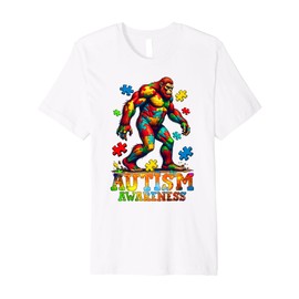 Bigfoot & Puzzle Pieces Autism Awareness Day Autistic Boys Premium T-Shirt