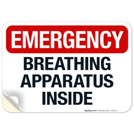 Sigo Signs, Breathing Apparatus Inside Sign, 10x7 Inches, 4 Mil Vinyl Decal Stickers Weather Resistant, Made in USA