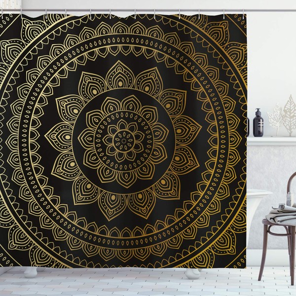 Ambesonne Mandala Shower Curtain, Eastern Tribe Themed Circular Flower Ornamental