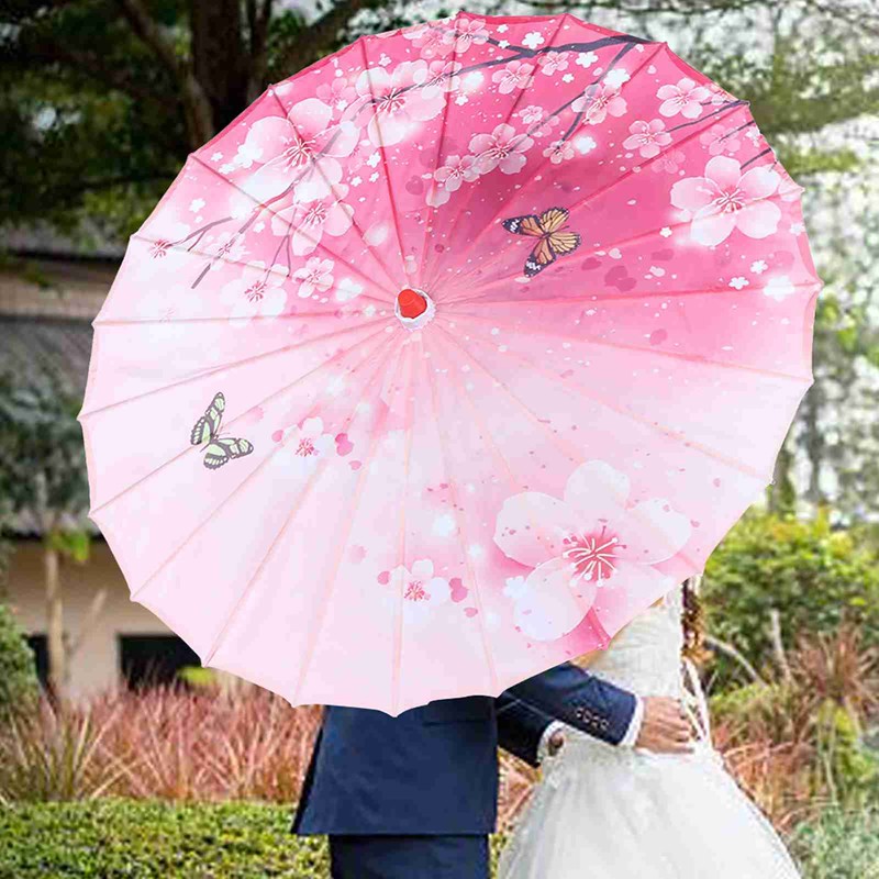 Women Handmade Umbrella Windproof Chinese Classical Dance Umbrella(Pink)