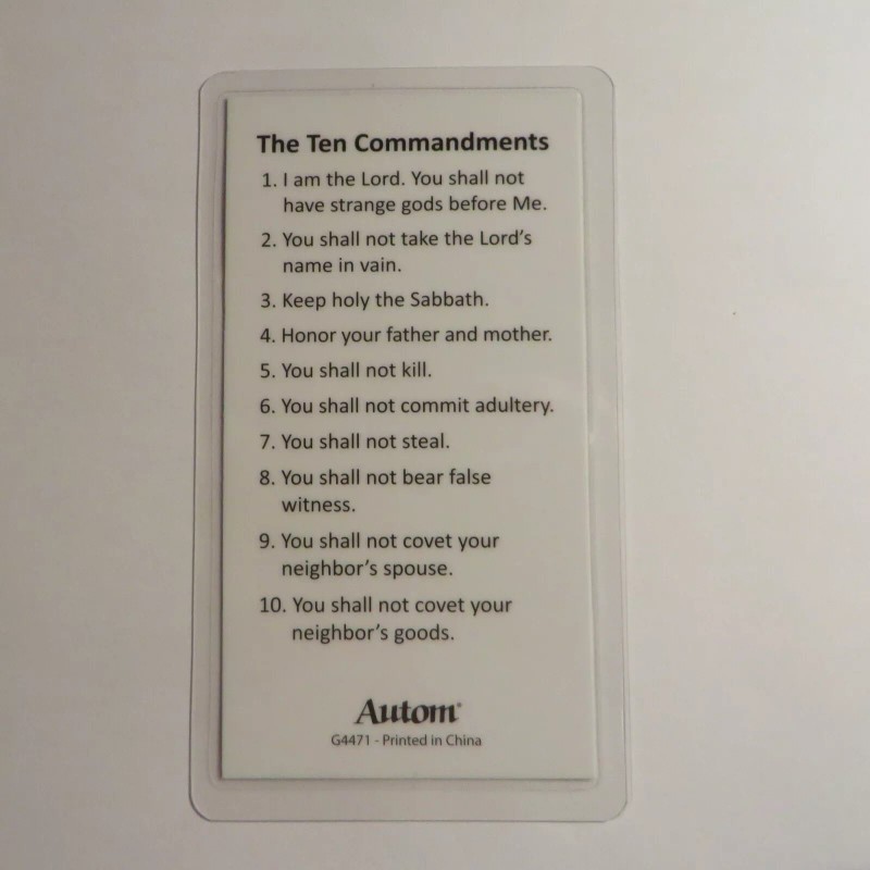 Mini Saints The Ten Commandments - Laminated Holy Card