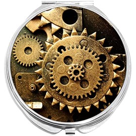 NewCharms Steampunk Gears Compact with Mirrors - Perfect Pocket and Purse Size Folding Mirror for Applying Make Up Anywhere