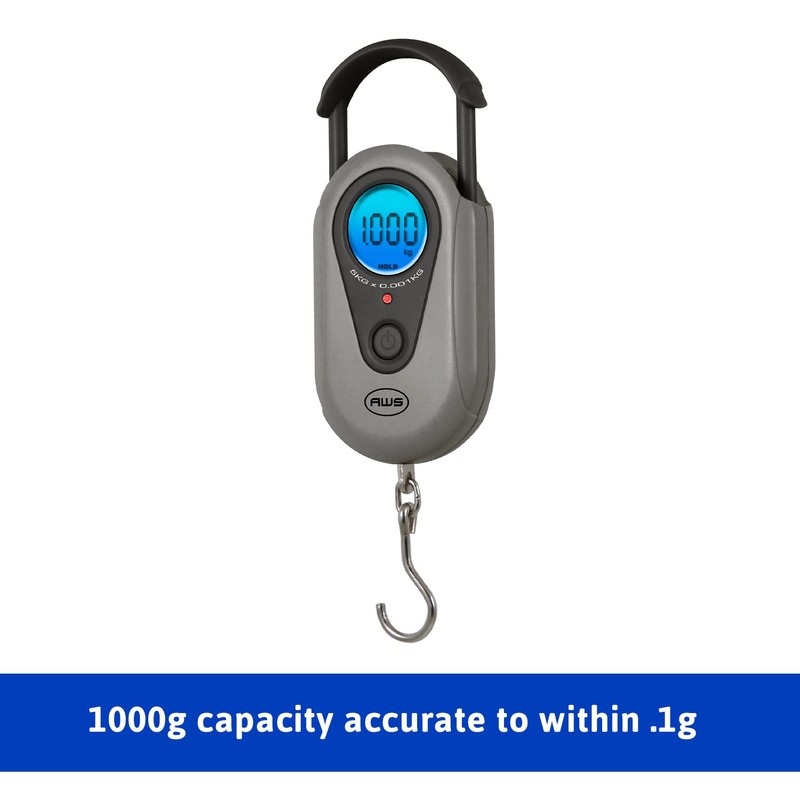 American Weigh Scales Digital Hanging Scale Retractable Handle, LCD displayAMW-SR-1KG1000