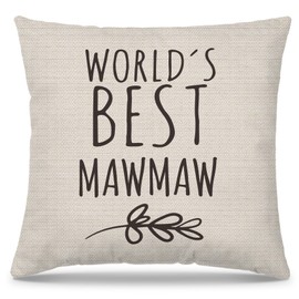 PUHEI Mawmaw Gifts Pillow Covers 18x18, Best Grandma Gift for Mother's Day Birthday from Grandkids, World's Best Mawmaw Decorative Throw Pillow Cover for Home Bedroom Living Room Couch Bed