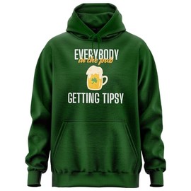 Printbox Originals Everybody In the Pub Getting Tipsy Hoody, St. Patricks Day Hoodie, Beer Mug Graphic Unisex Hoody Dark Green