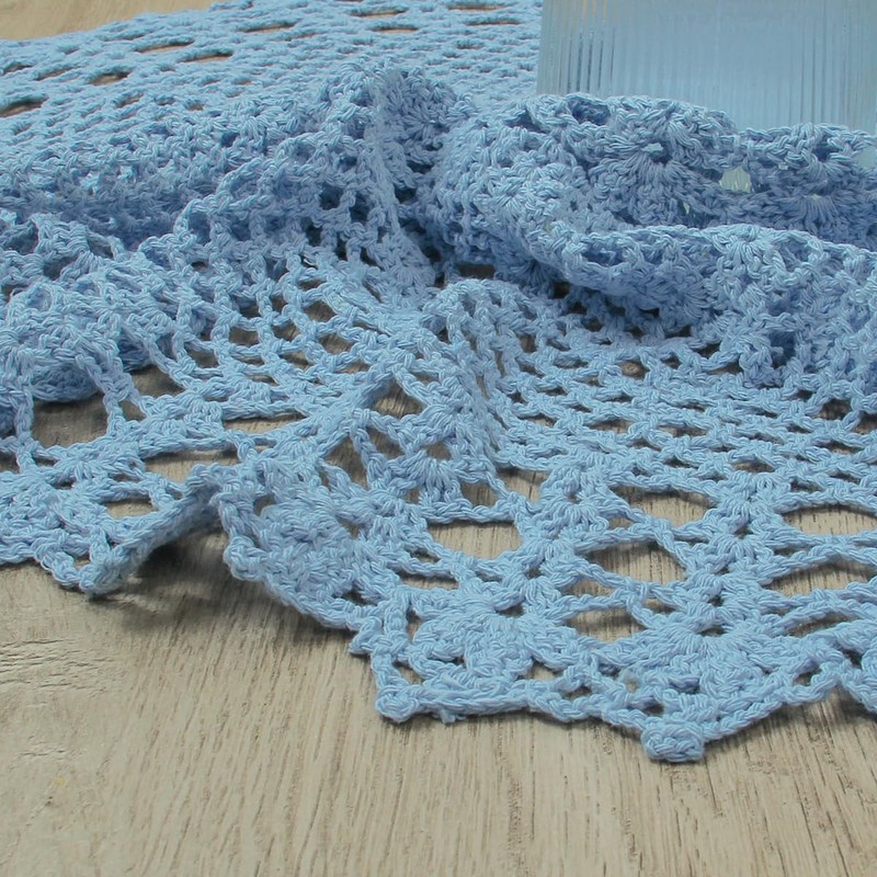 kilofly Handmade Crochet Cotton Lace Table Sofa Doily, Waterlily, Blue,