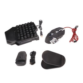 One Handed Gaming Keyboard Mouse Converter Wired 35 Keys Backlit Keyboard 6 Keys Gaming Mouse Converter Set with Bracket