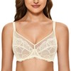 DOBREVA Women's Lace Full Coverage Minimiser Bra Unlined Underwire See