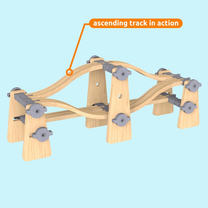 ORBRIUM Premium Wooden Train Ascending Tracks, Pack of 8 Wooden