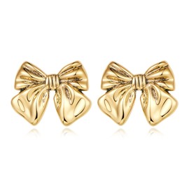 Yimofy Bow Earrings for Women Fashion Bowknot Stud Earrings Large Gold Bow Earrings Jewelry Gifts for Women Girls (Style D Gold)