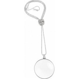 1 PC Sliver Vintage 5 X Magnifier Monocle Glass Necklace, Magnification Lens Pendant, Portable Pocket Loupe Monocle for Reading,Crafts Needlework