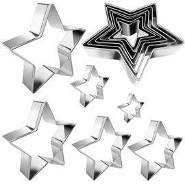 Juego de 6 cortadores de galletas en forma de estrella, moldes de metal para galletas, sándwiches, moldes para galletas para niños, fiestas, cumpleaños