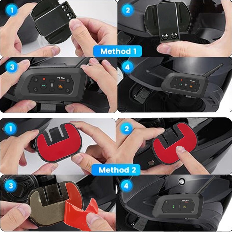 QSPORTPEAK Motorcycle Bluetooth Intercom Clips Kit for Old V6/V4