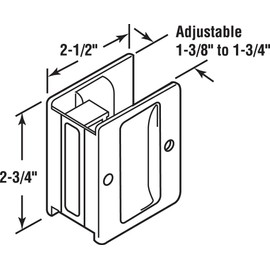 Prime-Line N 7238 Pocket Door Handle and Pull, 2-1/2 In. L X 1-3/8 In. W X 2-3/4 In. D, Solid, Satin Nickel Plated (Single Pack)