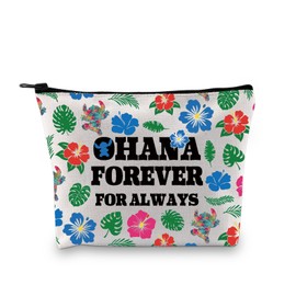 BDPWSS Ohana Gift Hawaiian Hibiscus Flower Gift Ohana Gift Ohana Forever For Always Ohana Friendship Makeup Bag