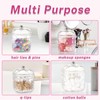JynJyn 2-Pack Scrunchies Holder, 30oz Q-tip Holder, Plastic Bathroom Canisters,