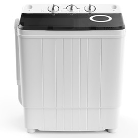 COSTWAY Portable Washing Machine, 17.6 lbs Capacity Twin Tub 11 lbs Washer and 6.6 lbs Spinner with Control Knobs, Timer Function, Drain Pump, Compact Laundry washer for Home Dorm Apartment RV (Blue)