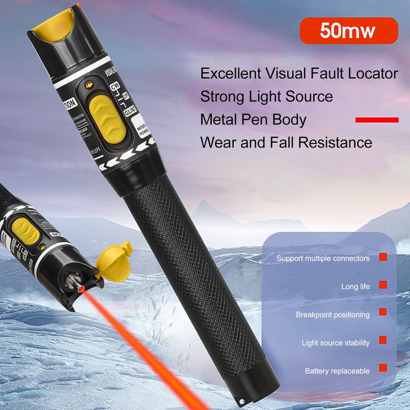 50KM 50mW Fiber Optic Visual Fault Locator Aluminum Alloy VFL
