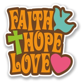 2 x 10cm Faith Hope Love Vinyl Sticker Religious Christian Cross Symbol #5765 (10cm x 10cm)