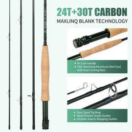 M MAXIMUMCATCH Maxcatch Extreme Fly Fishing Combo Kit 3/5/6/8 Weight, Starter Fly Rod and Reel Outfit, with a Protective Travel Case (4wt 8‘6“ 4pc Rod,3/4 Reel)
