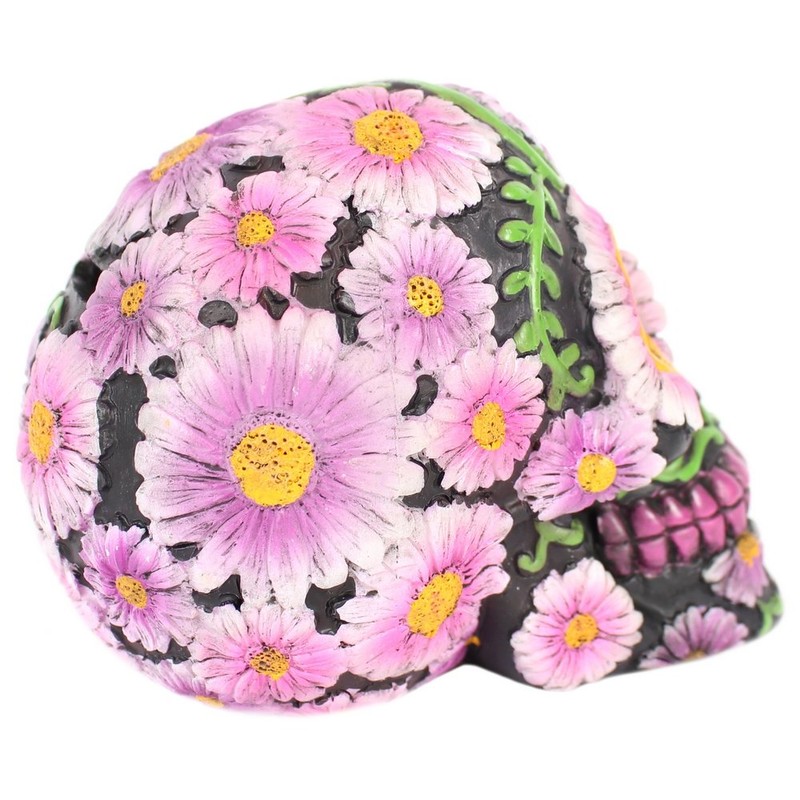 Purple Floral Candy Skull Money Box