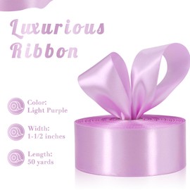 Sagaat Light Purple Ribbon 1-1/2 Inch 50 Yards, Solid Satin Ribbon for Flower Bouquet, Crafts, Gift Wrapping, Bridal Invitations, Hair, Festival and Party Decorations