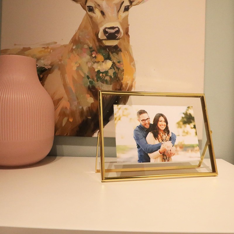 AhaGo Gold Floating Frame, 6"x8", Horizontal, 2 Set, For Picture