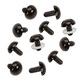 Bamboopack 50Pcs 15mm/0.59inch Solid Black Plastic Safety Eyes with Washers Spiral DIY Craft Eyes for Doll Teddy Bear Puppet Animal Toys Sewing Crafting Accessories