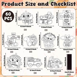 JAPBOR Fall Coloring Arts Crafts Kits - 30PCS Color Your Own Autumn Magnets for Kid, Religious Bible DIY Colour Fridge Magnetic, Christian Draw Magnet Sticker for Sunday School Activities Party Favor