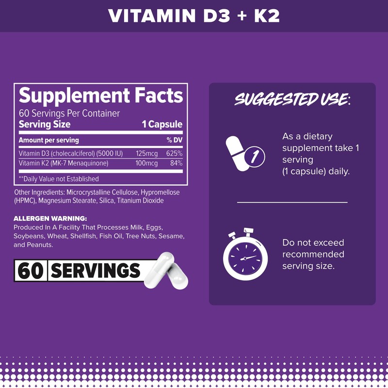 FINAFLEX Vitamin D3 + K2 - Supports Bone & Immune