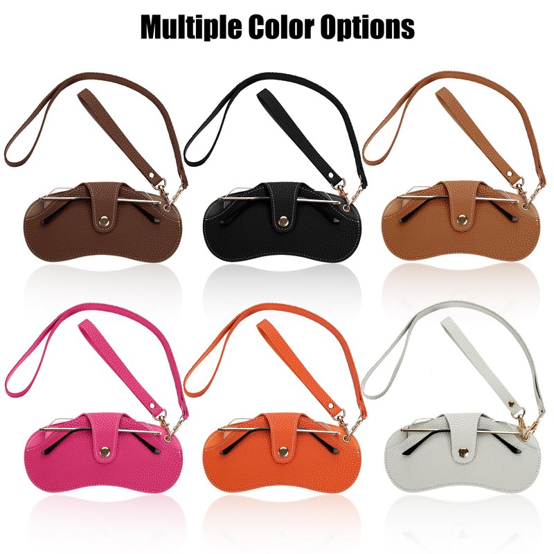 Soleebee Portable Eyeglasse Pouch with 2 Lanyards, Soft Leather Glasses