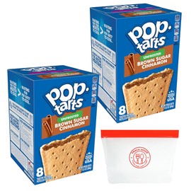 Deluxe Toaster Pastries Bundle. Includes 2-13.5 Oz Unfrosted Brown Sugar Cinnamon Pop Tarts and Reusable 'Snack Mode' Pouch - Ideal for Kids, School Snacks, Bulk Pack