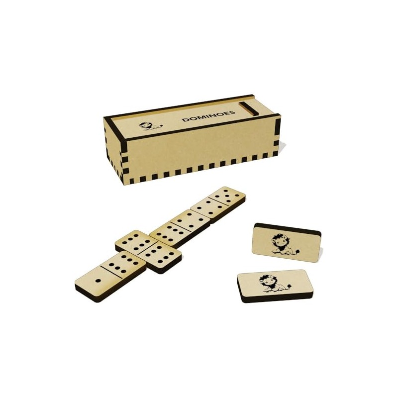 Azeeda 'Cute Sketchy Lion ' Domino Set & Box (DM00048676)