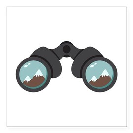 CafePress Mountain Binoculars Square Car Magnet 3 X 3 Square Car Magnet, Magnetic Bumper Display