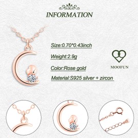 MOOFUN Moon Animals Necklace Dog/Monkey/Cow with Zircon Women's Chain 925 Sterling Silver Pendant Necklaces for Mum Girlfriend Girl Sister Wife Fashion Jewellery Women Gift Birthday Gift, Sterling
