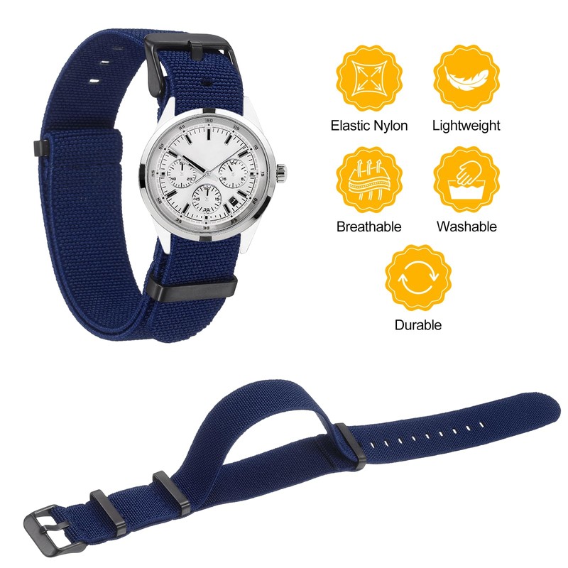sourcing map Elastic Nylon Watch Band 20mm One-Piece French Watch