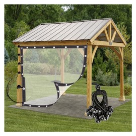 WBBML Outdoor Curtain Balcony Curtains with 10 Ball Bungee Cords Waterproof Transparent Plastic Tarp for Pergola, Terrace, Clear Tarp (Color : Clear, Size : 1.8x1.8m)