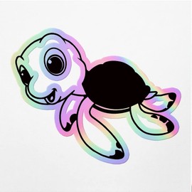 Holographic Decal Stickers of Cute Baby Turtle Cartoon Premium Waterproof Vinyl Decal Stickers for Laptop Phone Accessory Helmet Car Window Mug Tuber Cup Door Wall Decoration ANDVER300s40bHO