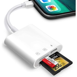 [Latest Improvement] SD Card Reader for Phone, Fast Charging, 3 in 1, iOS 17, TF Card Camera Reader, Micro Memory SD Card Reader, Fast Photo and Video Transfer OTG Function, Memory Stick, SD Card