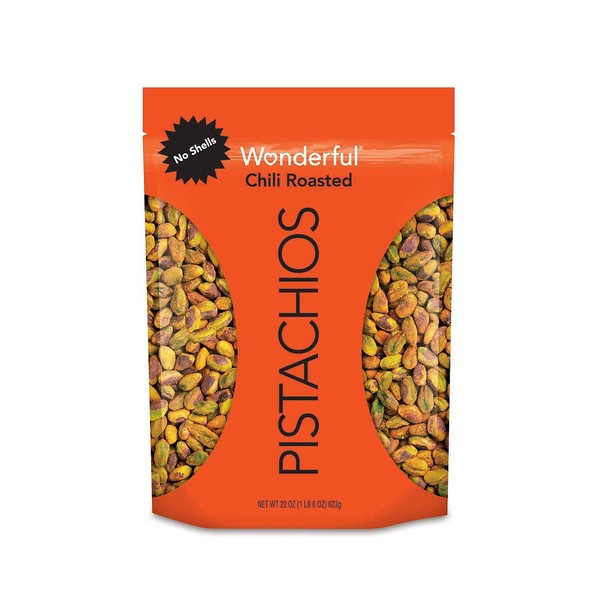 Wonderful Pistachios, No Shells, Chili Roasted, 22 Ounce Resealable Pouch